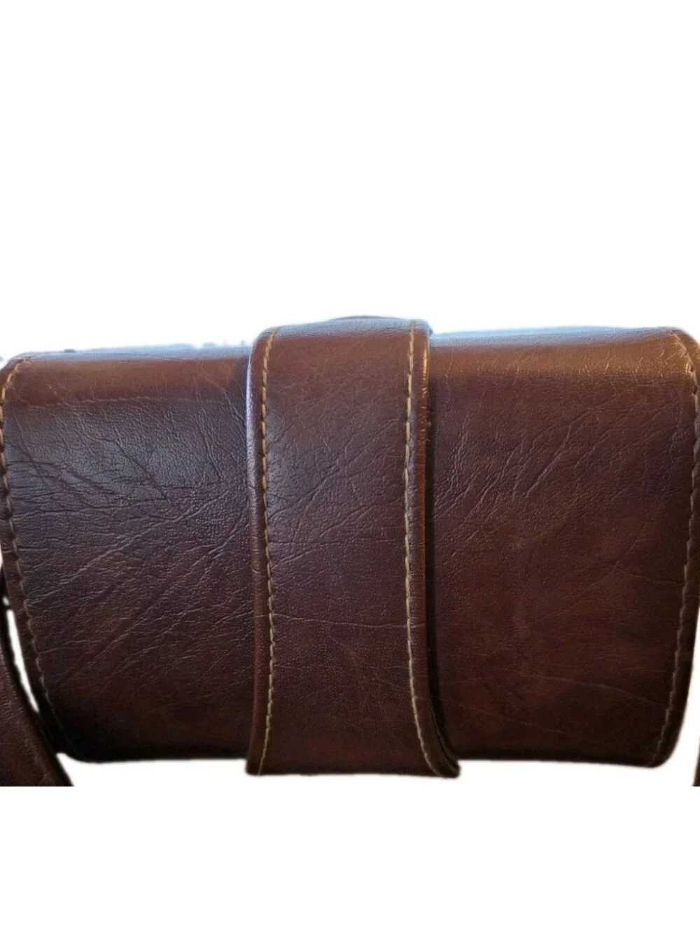 Vintage PENTAX Brown Leather Camera Shoulder Bag Two Section Hard Case